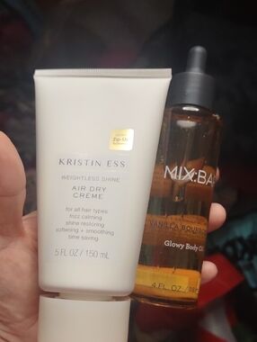 Christine air-dry cream, mix bar body oil